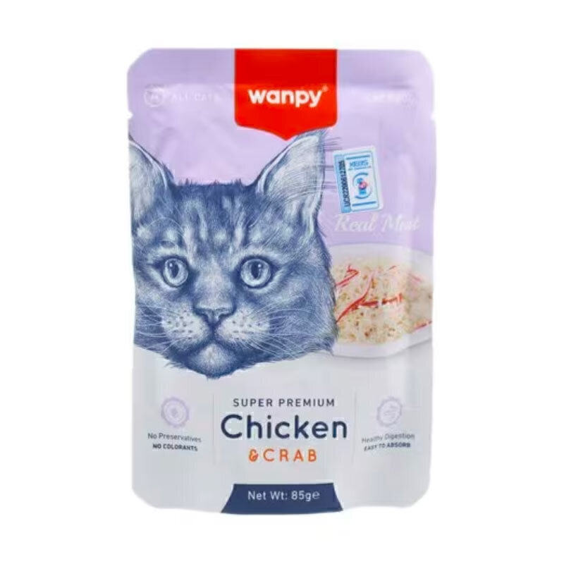 پوچ گربه سوپر پریمیوم ونپی با طعم مرغ و خرچنگ